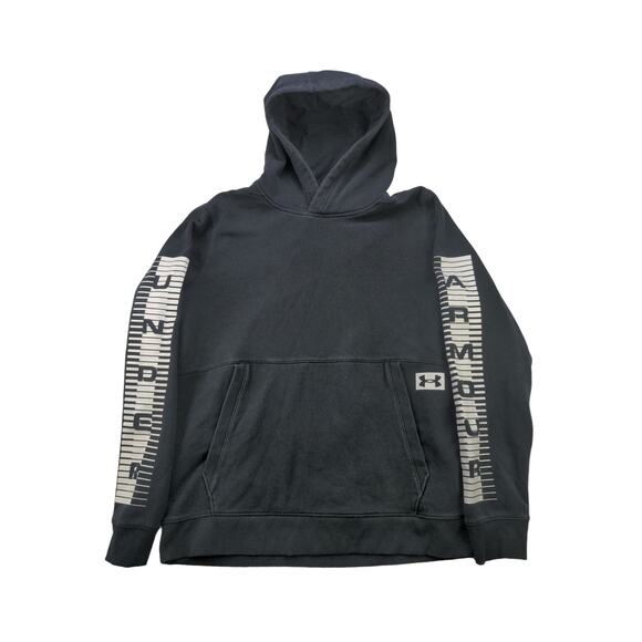 Mens Under Armour Cold Gear Threadborne Hoodie Size L Sleeve Spell Out Black - Picture 1 of 10